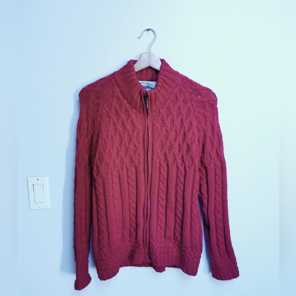 Aran Crafts Merino Wool Knit Zip Sweater